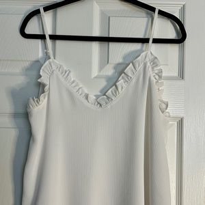 White Ruffle Tank Top